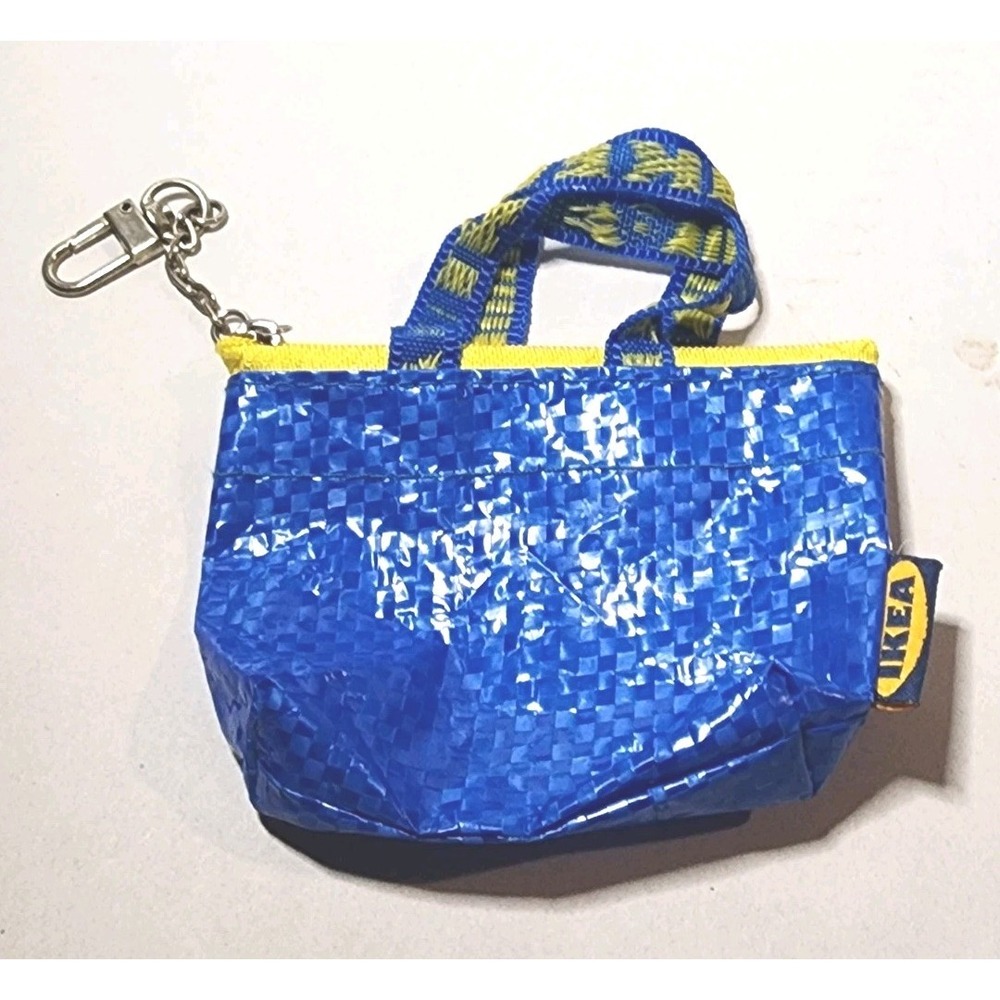 IKEA Bag Knolig Mini Zipper Coin Keychain Tote Key Blue Yard Sale Purse 2019
